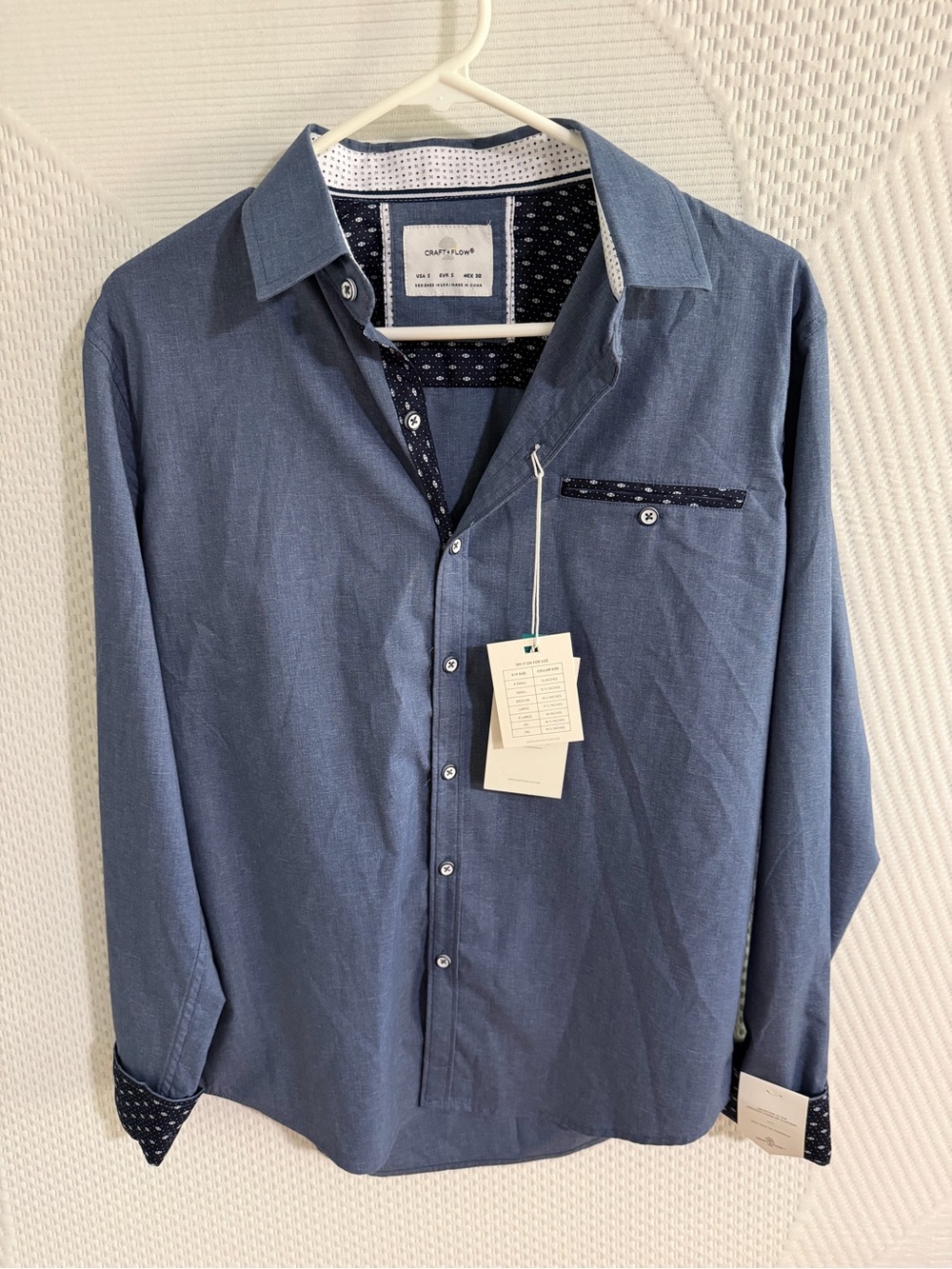 Craft & Flow Men’s Blue Button-Up Shirt